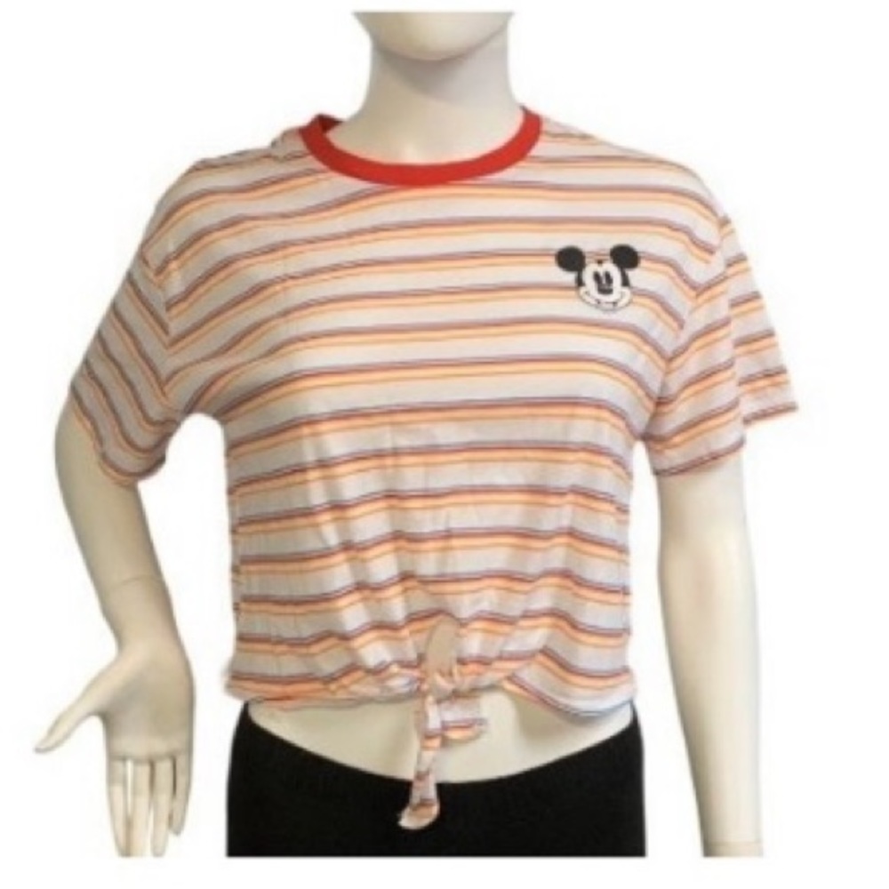 Disney womens striped tie front crop top size large